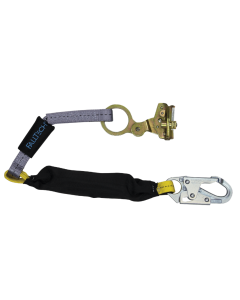 Falltech 8358LT Hinged Trailing Rope Adjuster with 3' FT Basic Soft Pack Energy Absorbing Lanyard