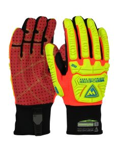 PIP 87000 Synthetic Leather Double Palm with PVC Dotted Grip and Fabric Back - TPR Impact Protection