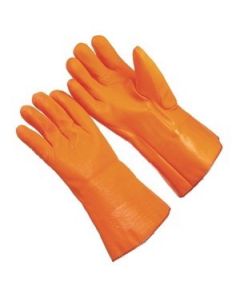 Seattle Glove 8940R-12 12" Orange fluorescent coating rough finish PVC dipped Gloves (sold by the dozen)