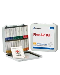 First Aid Only 91331 50 Person ANSI 2021 Class A 24 Unit Metal First Aid Kit