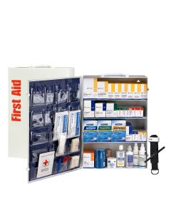 First Aid Only 91341 150 Person ANSI 2021 Class B 4 Shelf First Aid Cabinet with Meds
