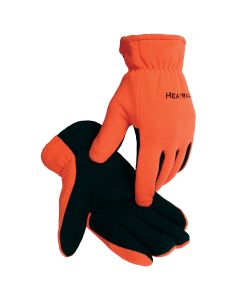 Caiman 1399 Orange Heatrac Insulated Deerskin Leather Glove with Fleece Back