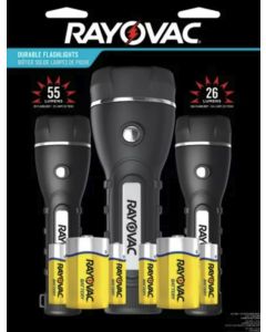 Rayovac Brite Essentials Two AA and Two D Robust Rubberized LED Flashlight Multipack