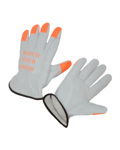 Seattle Glove CR8465HV Goatskin Grain Glove, ANSI A5, orange fingertips 