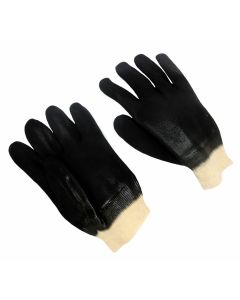 Seattle Glove D8410 knit wrist black PVC glove with  interlock lining (Sold by the dozen)