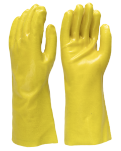 Seattle Glove DY14 Yellow PVC 14" interlock lined, smooth finish Gauntlet (Sold by the dozen)