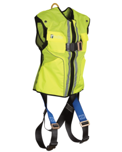 Falltech 7015 Hi-Vis Lime Construction-grade Vest with 1D Standard Non-belted Full Body Harness