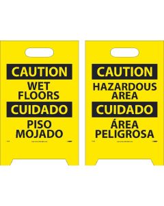 National Marker FS26 CAUTION WET FLOORS Bilingual Double-side Floor Sign