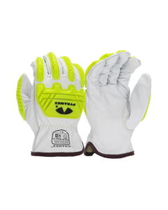Pyramex GL3003CKB Premium Goatskin Leather Driver Para-Aramid A7 Cut Level 2 Impact Gloves
