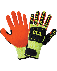 Global CIA995MFV Vise Gripster High-Vis A5 Cut Resistant Nitrile Coated Impact Gloves