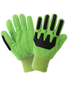 Global C18GRCPB Corded Cotton Green Impact Gloves