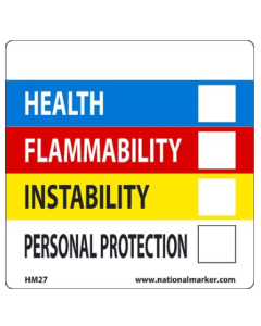 National Marker HM27 Right To Know Labels, Write on Color Bar, 4X4, PS Paper, 250/RL