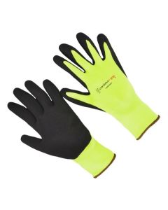 Seattle Glove HVNF338 15G Hi-vis green nylon/spandex liner sandy nitrile coated Gloves (Sold by the dozen)