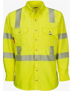 Lakeland ISH65DH29RT 6.5 oz. Westex DH Hi-Vis Yellow Flame Retardant Shirt
