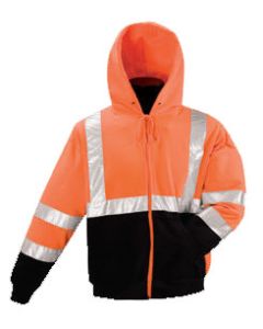 Kishigo JS103 Hi-Vis Orange Class 3 Hooded Full-Zip Sweatshirt