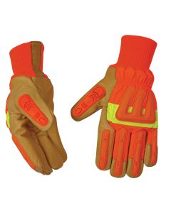 Kinco Hi Vis Winter Lined Grain Pigskin Leather Impact Gloves 1938KWA