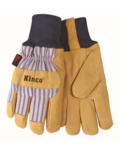 Kinco Lined Grain Pigskin Leather Gloves w/ Knit Wrist 1927KW