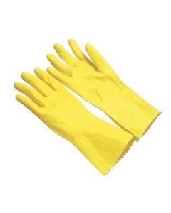 Seattle Glove LY17 Yellow latex Gloves, flock lined, 17 mil, pinked cuff (Sold by the dozen)