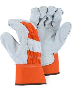 Majestic 2501CDP Orange Split Cowhide Leather Double Palm Work Gloves