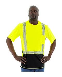 Majestic 75-5217 Hi Vis Yellow Snag Resistant Reflective Chainsaw Striping Short Sleeve Shirt 