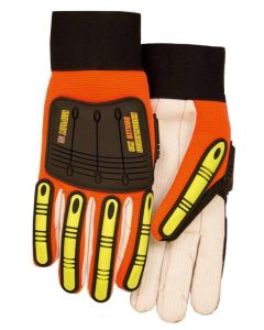 Majestic HiVis Orange X10 Knucklehead Cotton Driller Impact Gloves 21262HO