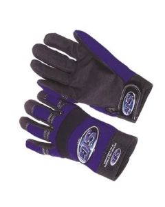Seattle Glove MC18 Black leather palm Sports/Mechanics Gloves with reinforced thumb and fingertips, blue spandex back