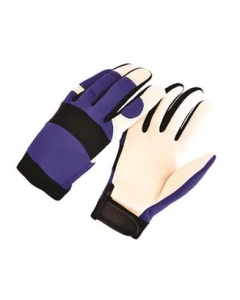Seattle Glove MCP48 Premium grain pigskin Sport/Mechanics Gloves with Velcro Closure, blue spandex back 