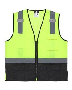 MCR CL2MLSZ Safety Vest Black Bottom ANSI Type R Class 2 