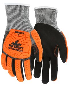 MCR UT1952 Ultratech A4 CutPro Hivis Orange Mechanics Impact Glove with Black Sandy Nitrile