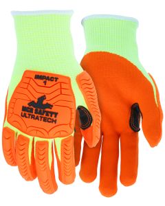 MCR UT1955 Ultratech A5 Hivis Orange Mechanics Impact Glove with Orange Nitrile Foam