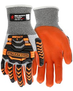 MCR UT2952 Ultratech A4 Cut Touchscreen Hivis Orange Mechanics Impact Glove with Nitrile Foam Palm