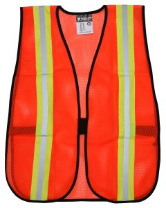 MCR V201R Orange General Safety Vest Mesh Non ANSI with 2" Reflective Stripes