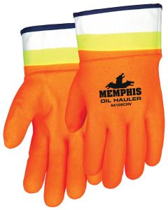 MCR 6410SCHV Memphis HiVis Orange Jersey Lined Safety Oil Hauler Double Dipped PVC Glove 
