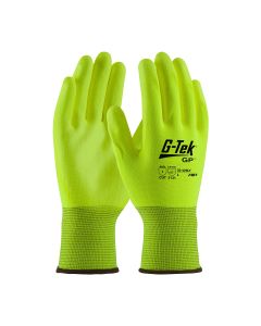 PIP 33-425LY G-Tek GP Hivis Lime Polyester Glove with PU Palm