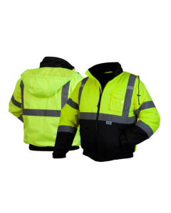 Pyramex RJ3210 Type R - Class 3 Hi-Vis Lime Bomber Jacket with Quilted Lining