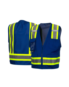 Pyramex RVZ2465CP Non-Rated Blue Safety Vest with Reflective Stripes