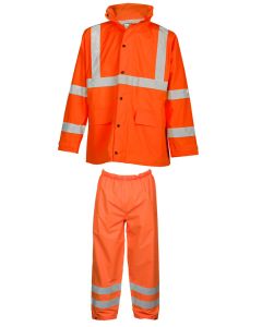 Kishigo RW111 Economy Waterproof Storm Stopper Rainwear Set (Jacket and Pants), Hi-Vis Orange