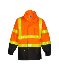 Kishigo RWJ100 Hi-Vis Orange Class 3 Water-Resistant Storm Stopper Pro Rainwear Jacket