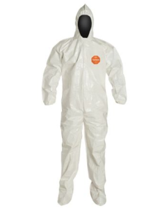 Dupont SL122B Tychem 4000 Disposable Coverall with Standard Fit Hood, Elastic Wrists and Attached Socks