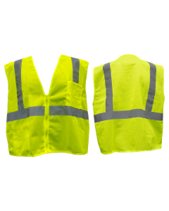 Seattle Glove SV3201G Yellow Mesh Safety Vest with Silver Reflective Tape, Two Pockets, Zipper