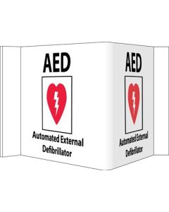 National Marker VS27W 3-View AED Automated External Defibrillator Sign