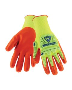 West Chester HVY710HSNFB G-Tek HiVis Yellow ANSI A3 Cut Impact Glove with Orange Foam Nitrile Palm